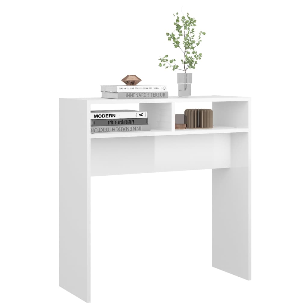 vidaXL Konzolový stolík lesklý biely 78x30x80 cm drevotrieska