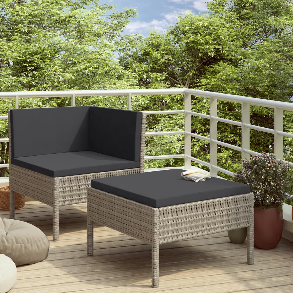 vidaXL 2-dielna záhradná sedacia súprava s podložkami polyratanová sivá