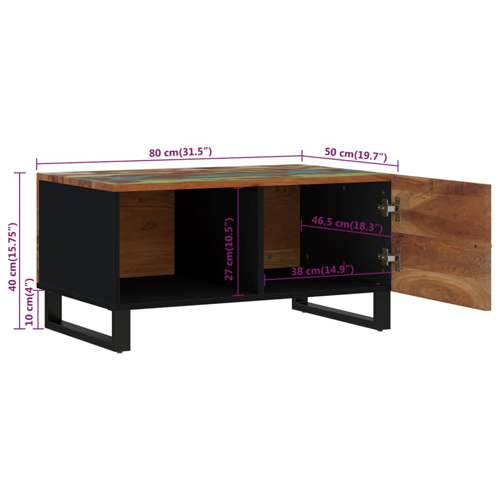 vidaXL Konferenčný stolík 80x50x40 cm recyklovaný masív a sprac. drevo