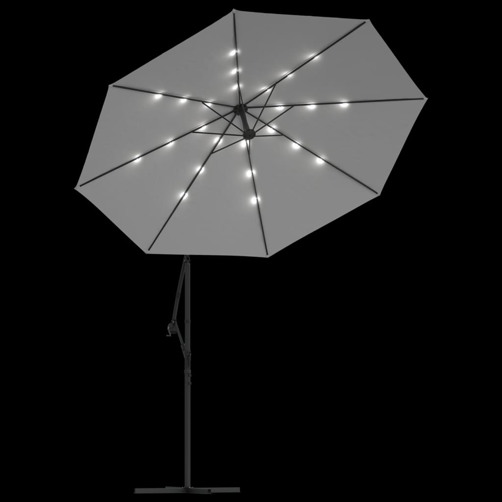 vidaXL Visiaci slnečník s LED osvetlením a kovovou tyčou, 300 cm