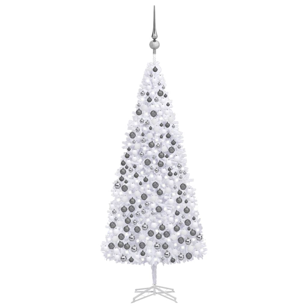 vidaXL Osvetlený umelý vianočný stromček s guľami 500 cm, biely