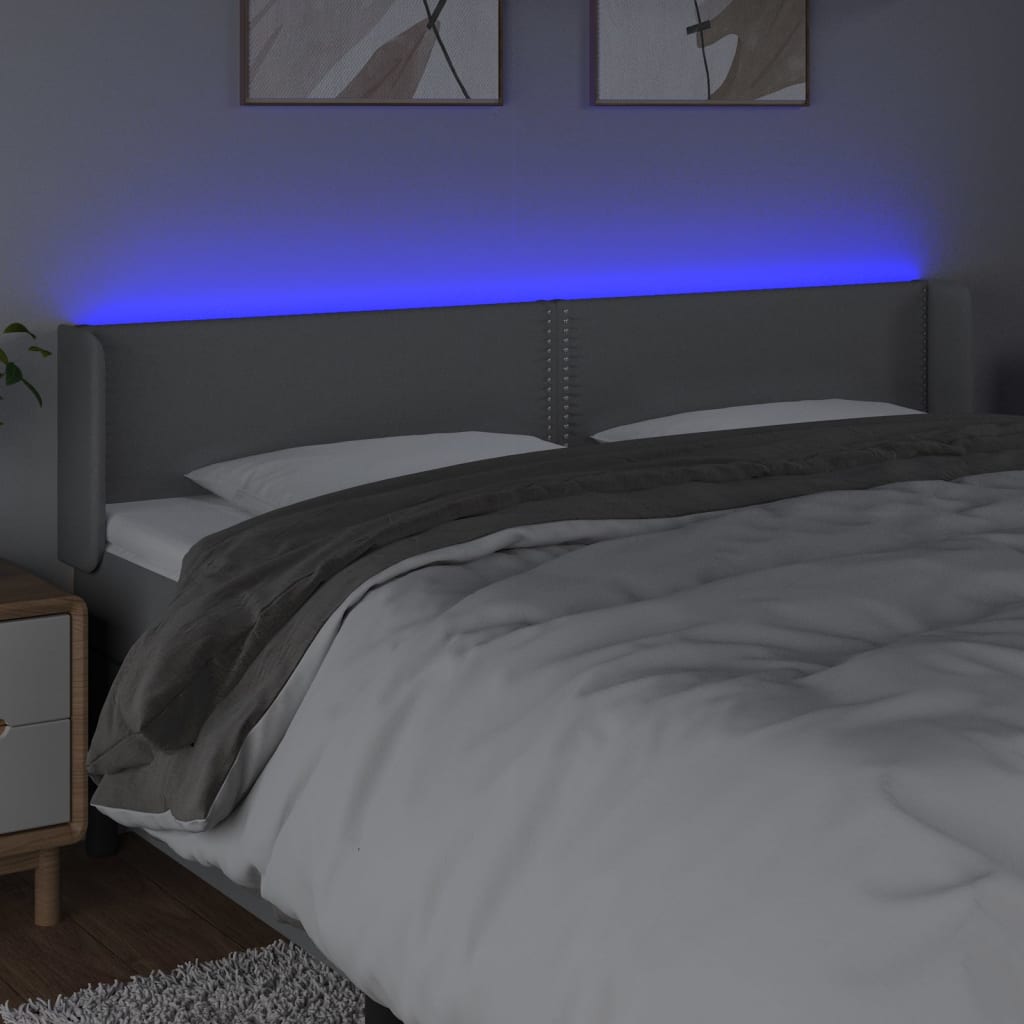 vidaXL Čelo postele s LED bledosivé 183x16x78/88 cm látka