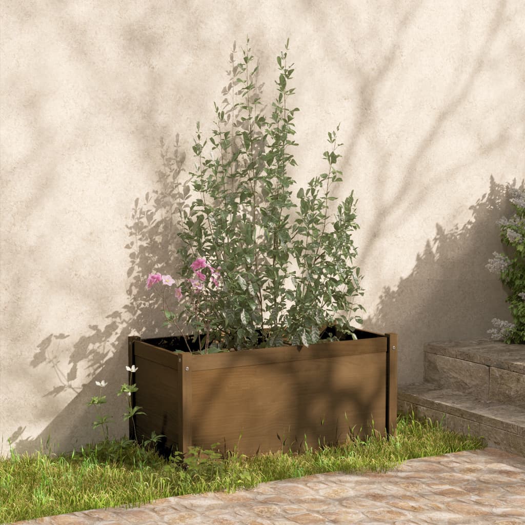 vidaXL Záhradné kvetináče 2ks medovo-hnedé 100x50x50cm borovicový masív