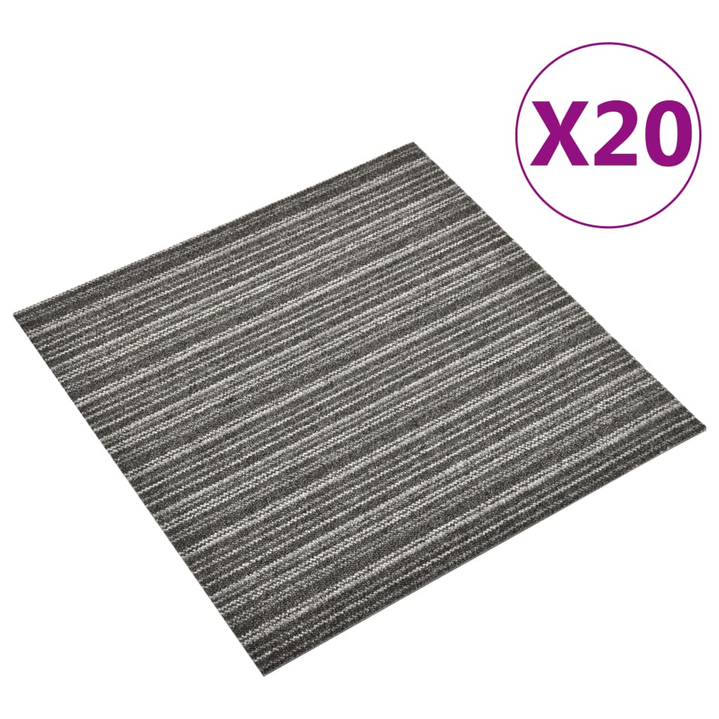 vidaXL Kobercové podlahové dlaždice 20 ks 5 m² 50x50 cm pruhy antracitové