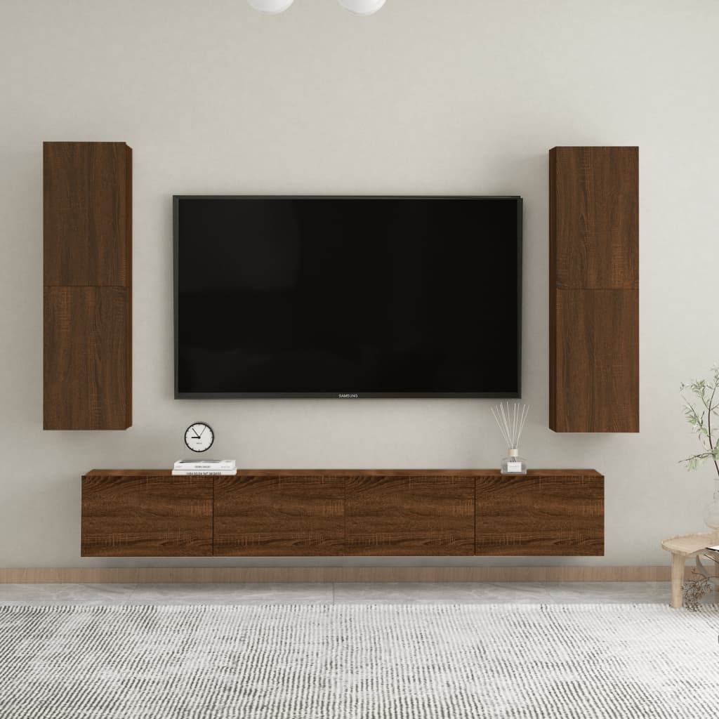 vidaXL Nástenné TV skrinky 2 ks hnedý dub 30,5x30x110 cm
