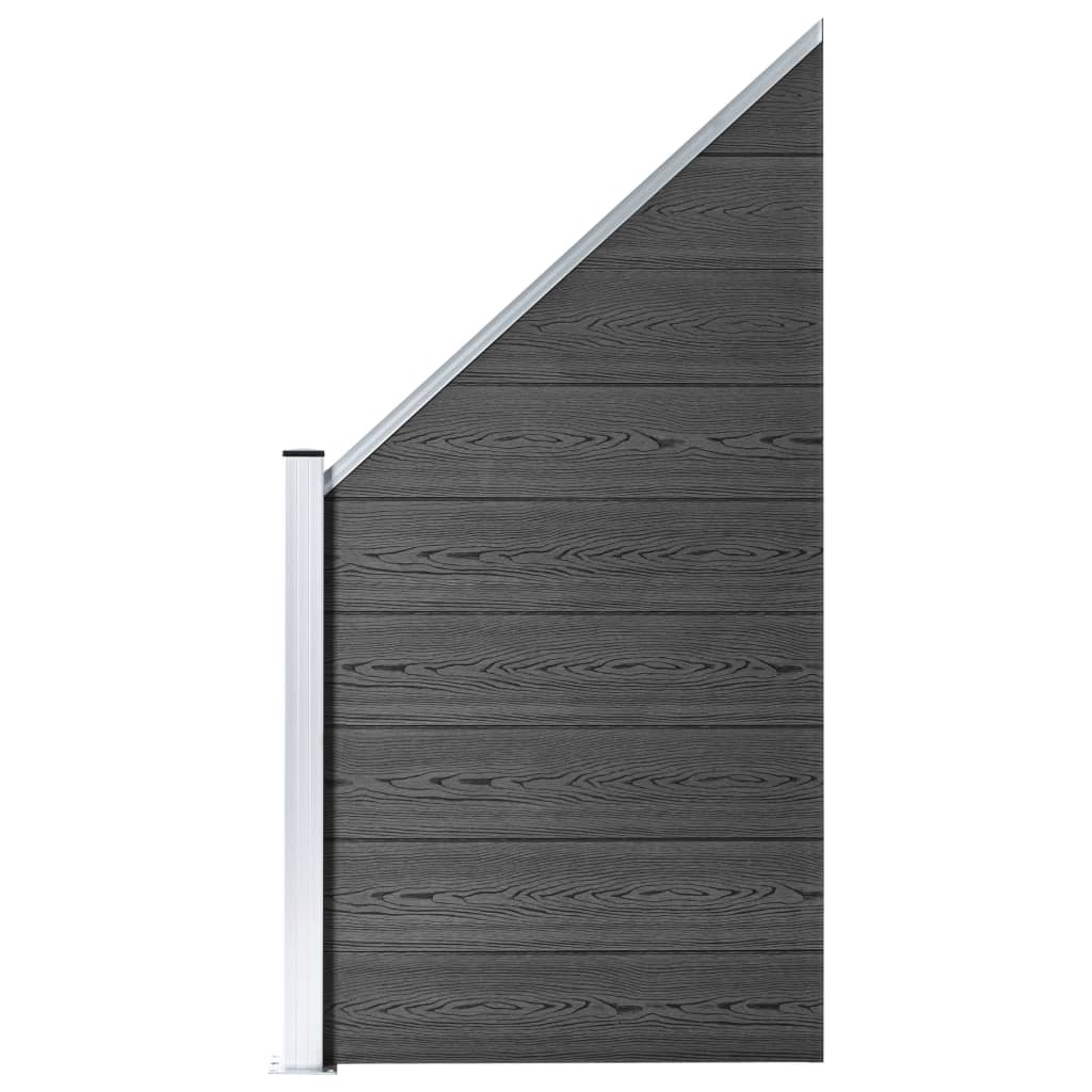 vidaXL Sada plotových panelov WPC 965x(105-186) cm čierna