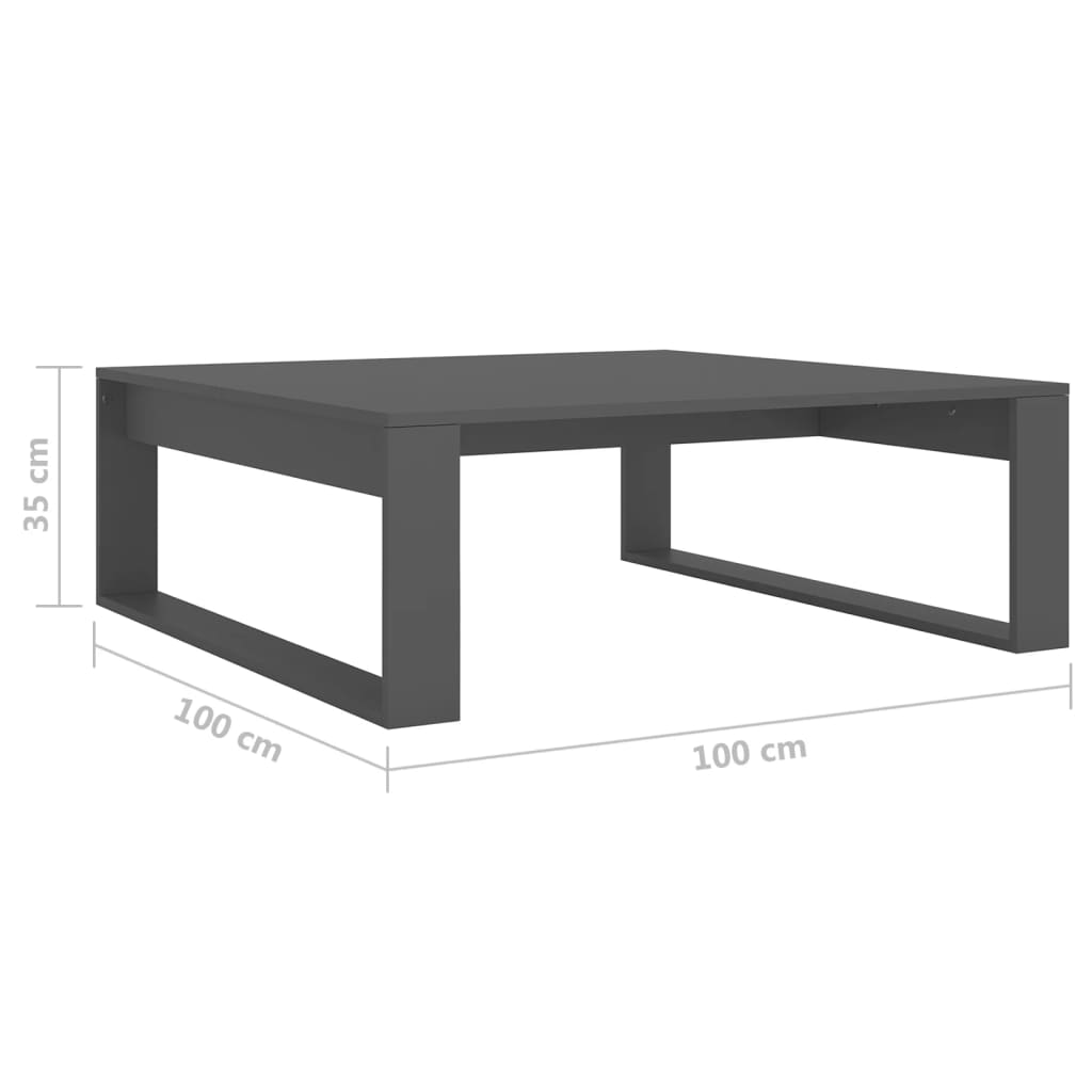 vidaXL Konferenčný stolík sivý 100x100x35 cm drevotrieska
