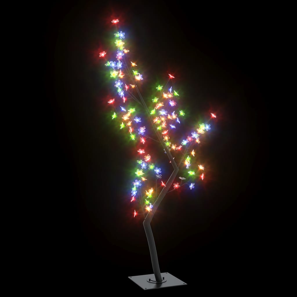 vidaXL Vianočný stromček 128 LED farebné svetlo kvety čerešne 120 cm
