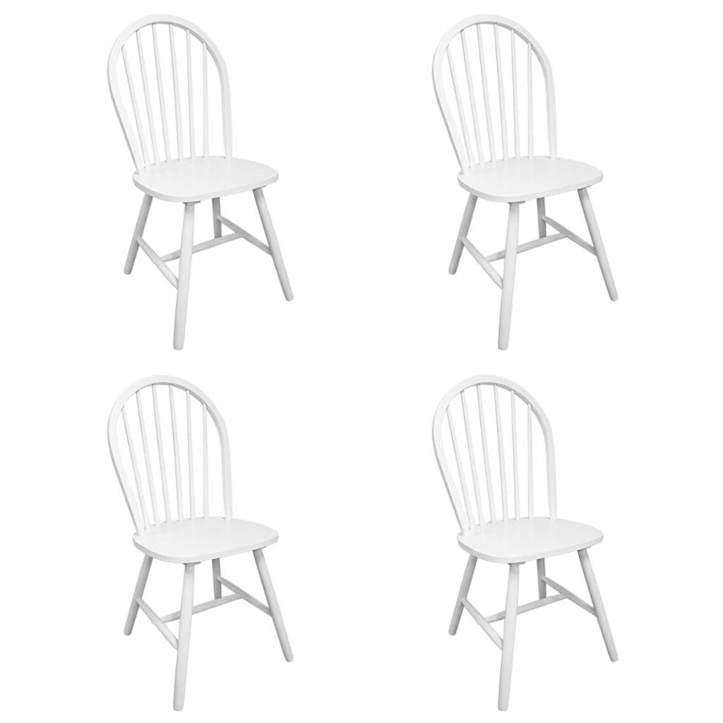 vidaXL Jedálenské stoličky 4 ks, biele, kaučukový masív