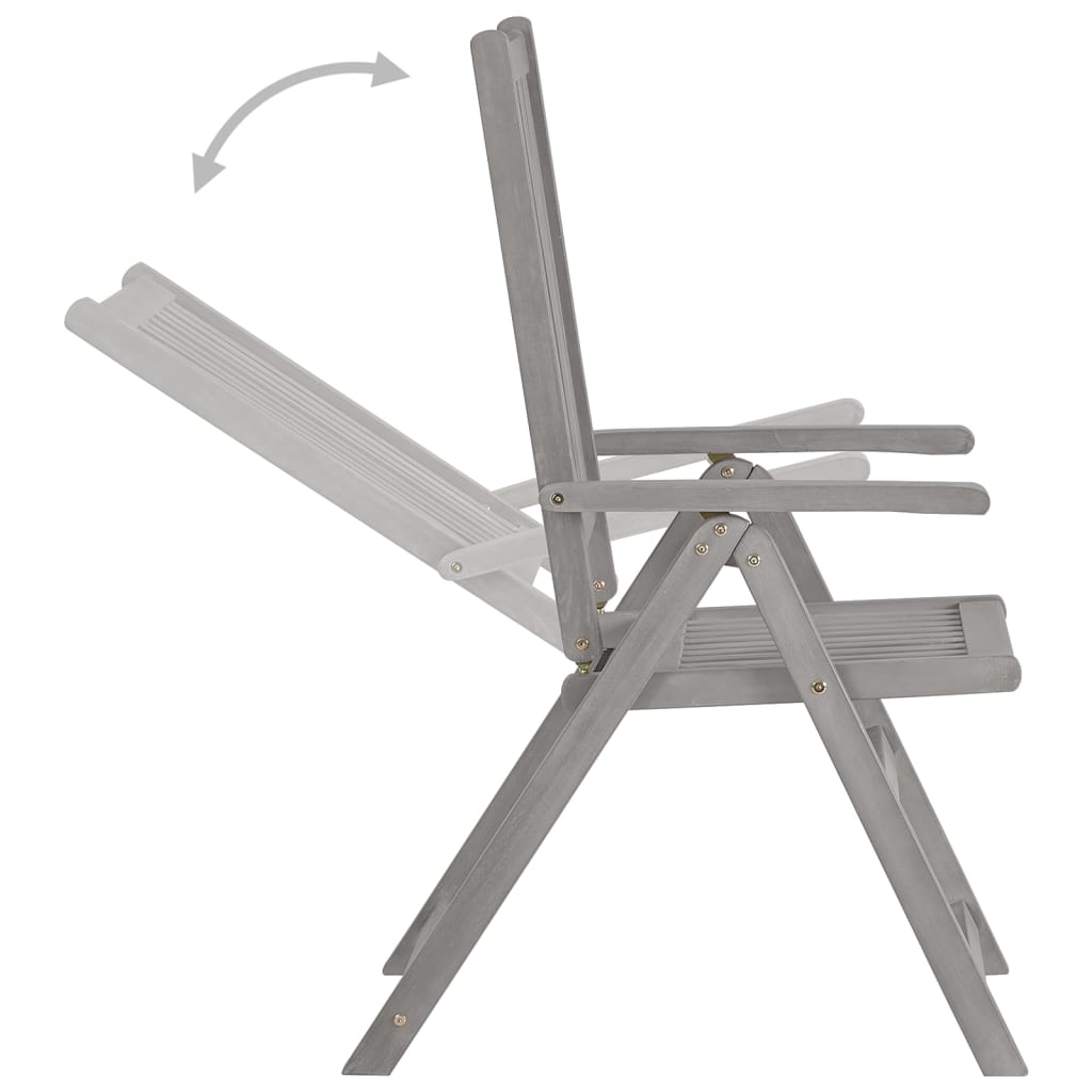 vidaXL Záhradné sklápacie stoličky 2ks sivé masívne akáciové drevo
