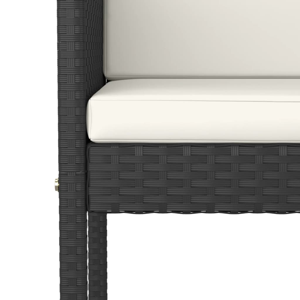 vidaXL Barové stoličky 4 ks s podložkami čierne polyratanové