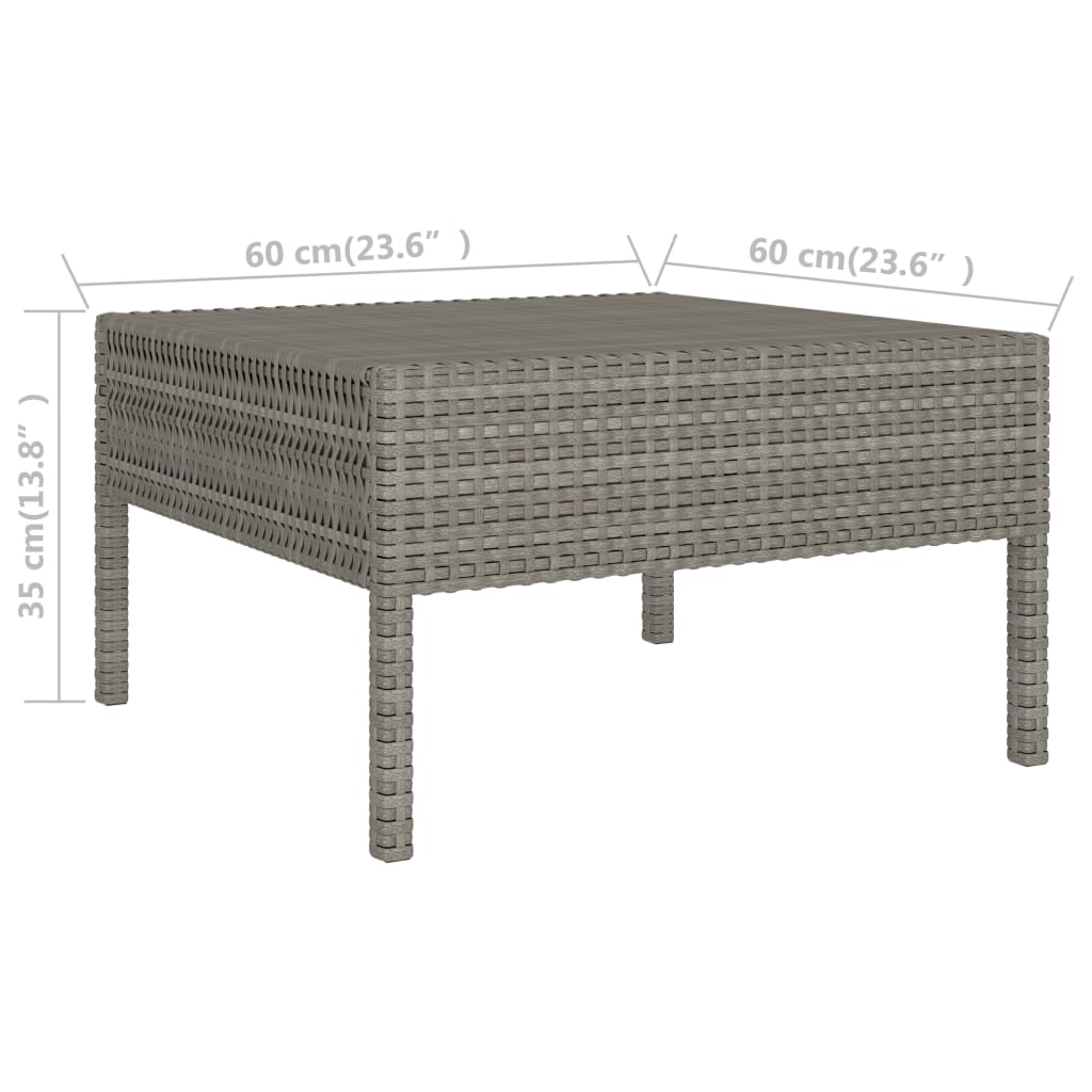 vidaXL 6-dielna záhradná sedacia súprava+podložky, polyratan, sivá