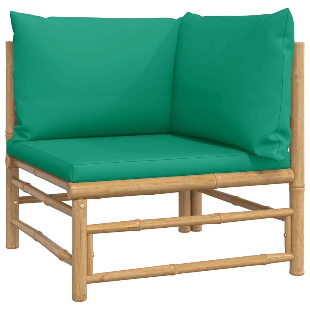 vidaXL 2-dielna záhradná sedacia súprava zelené vankúše bambus