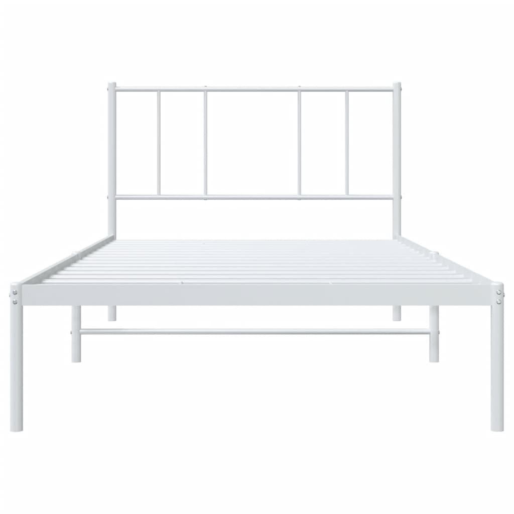 vidaXL Kovový rám postele s čelom biely 75x190 cm