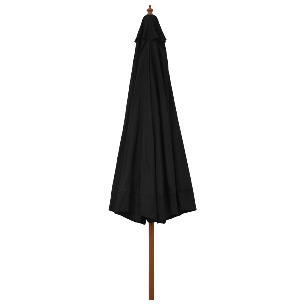 vidaXL Vonkajší slnečník s drevenou tyčou 330 cm, čierny