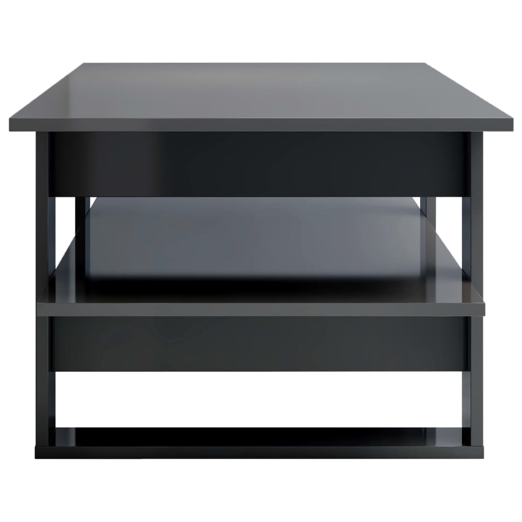 vidaXL Konferenčný stolík lesklý sivý 110x55x42 cm drevotrieska