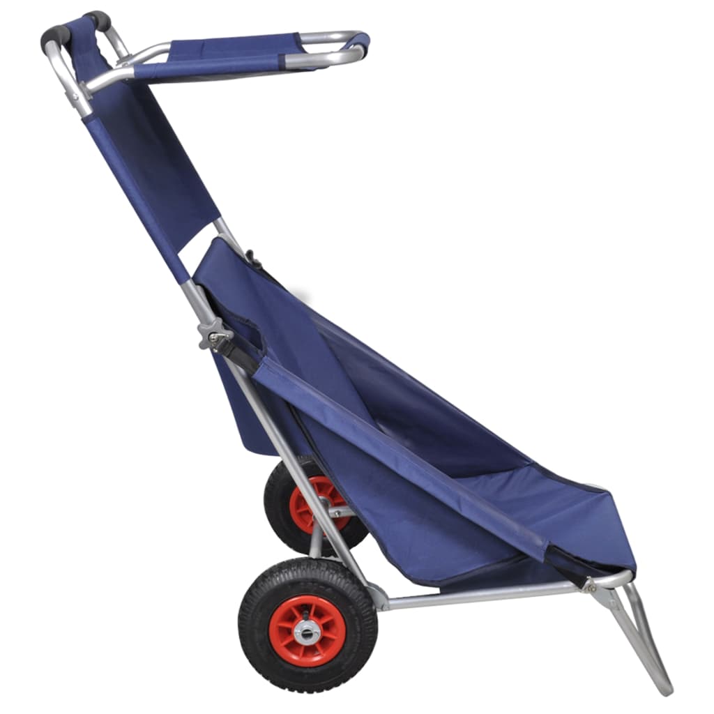 vidaXL Plážový vozík s kolieskami, prenosný, skladací, modrý