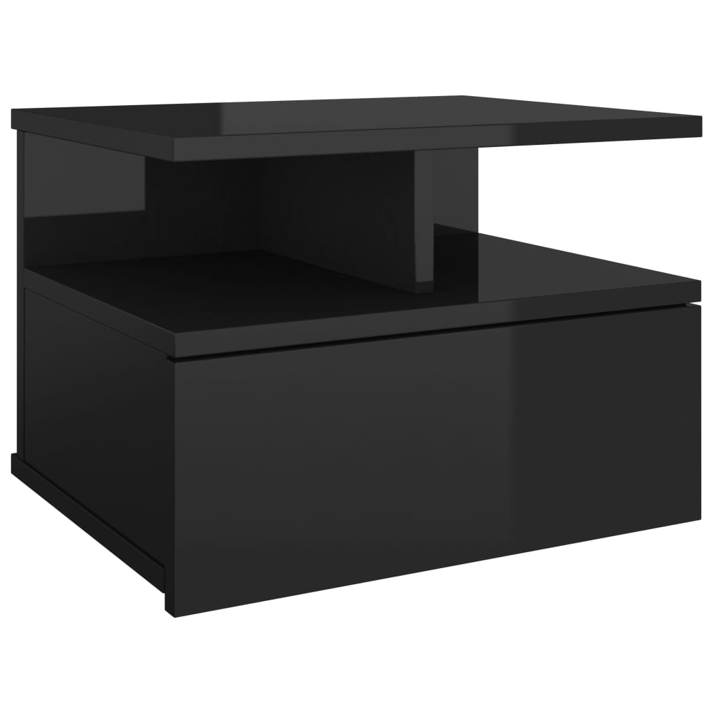 vidaXL Nástenný nočný stolík lesklý čierny 40x31x27cm kompozitné drevo