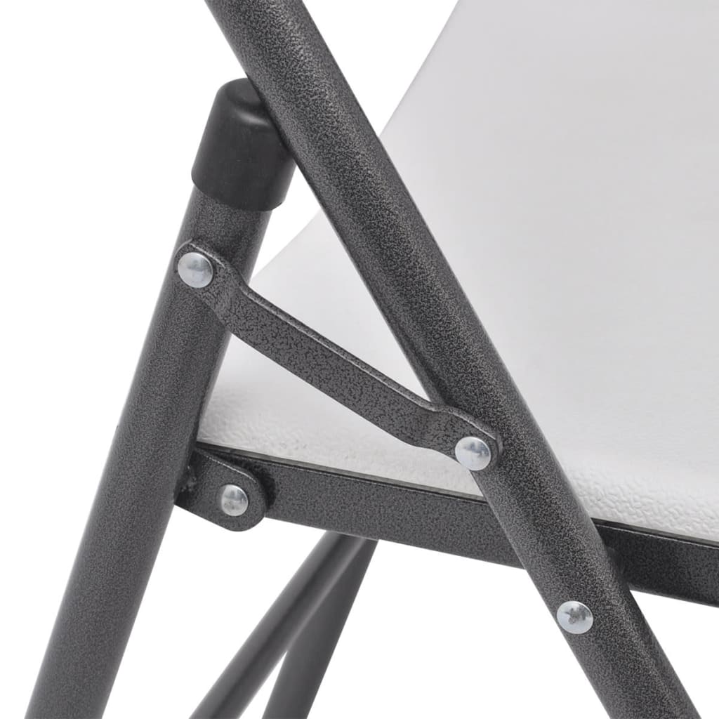 vidaXL Skladacie záhradné stoličky 4 ks, oceľ a HDPE, biele