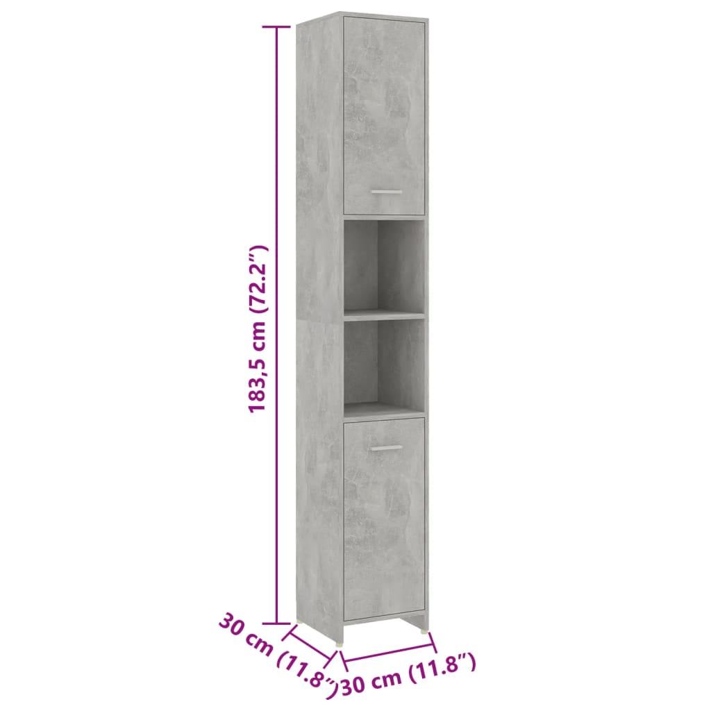 vidaXL 4-dielna súprava kúpeľňového nábytku betónovosivá