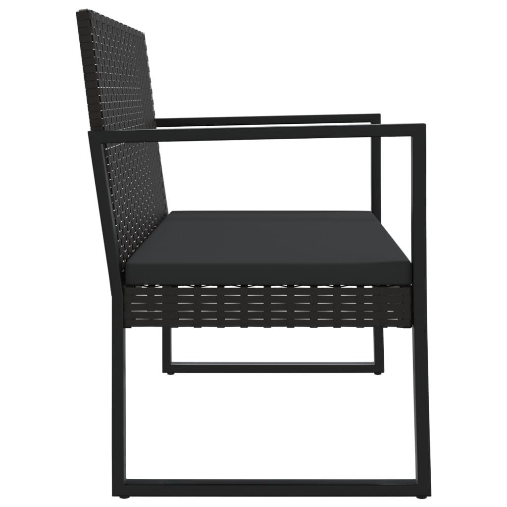 vidaXL Záhradná lavička s vankúšmi čierna 106 cm polyratan
