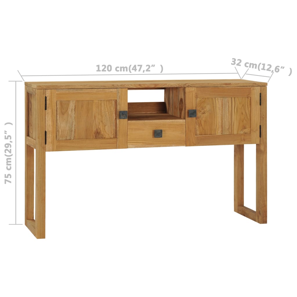 vidaXL Konzolový stolík 120x32x75 cm masívne teakové drevo