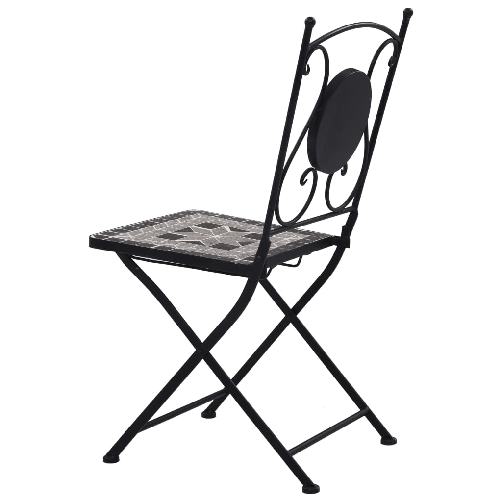 vidaXL Mozaikové bistro stoličky 2 ks, sivé