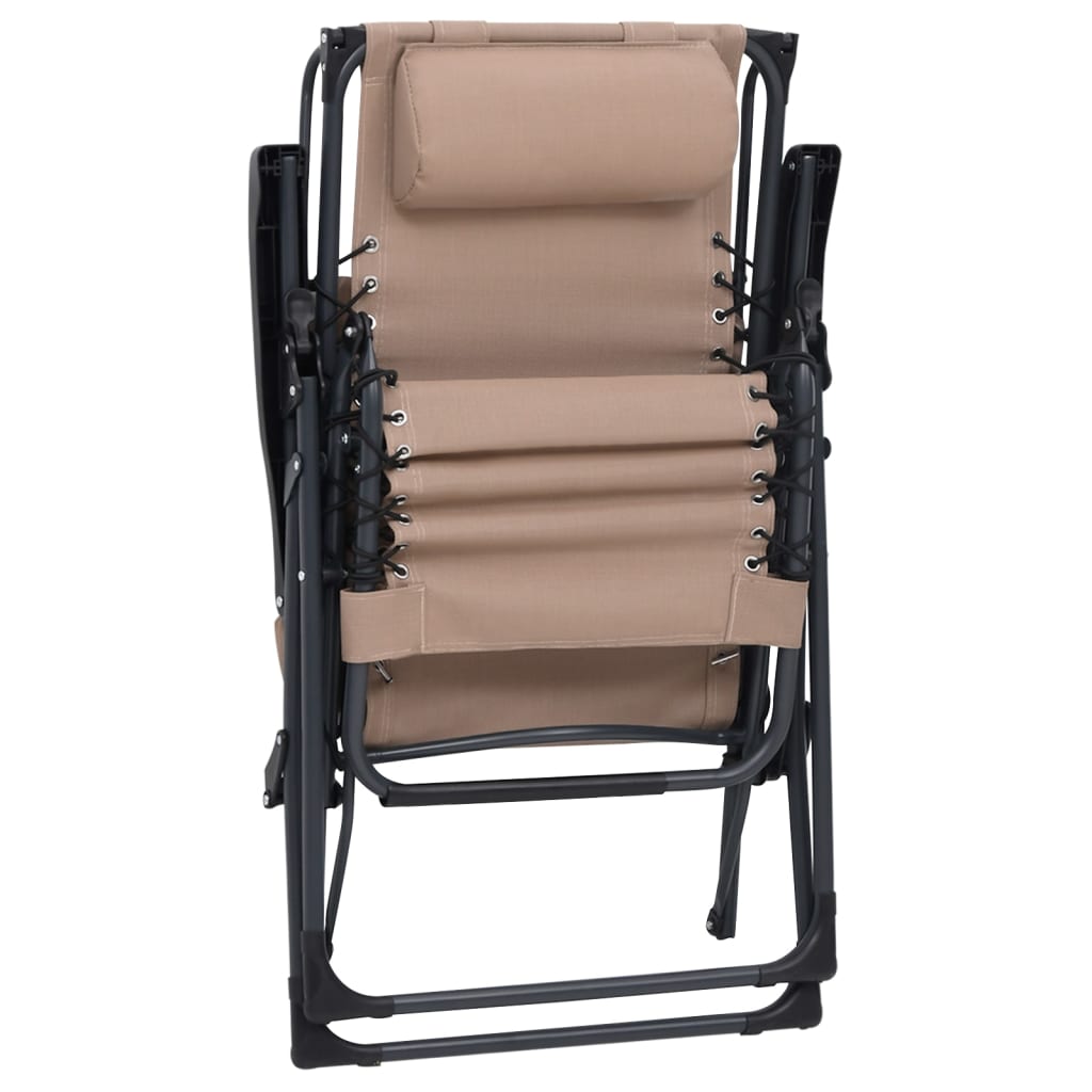 vidaXL Skladacie terasové stoličky 2 ks textilénové sivohnedé