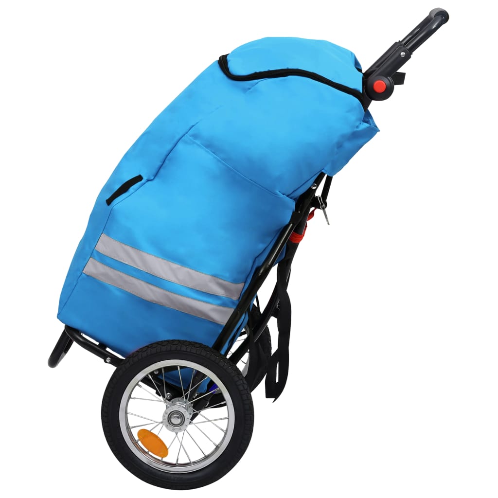 vidaXL Skladací príves za bicykel s taškou na potraviny modro-čierny