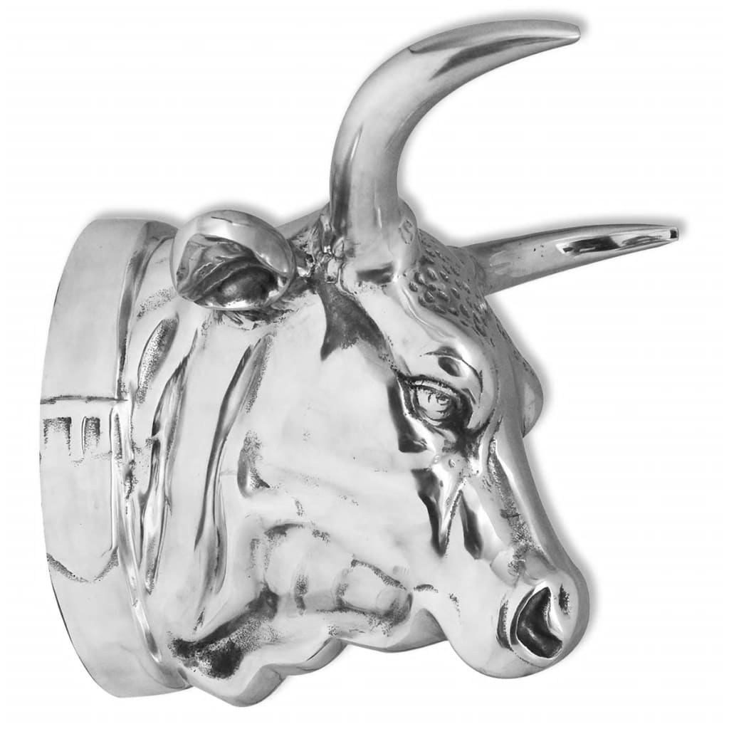 vidaXL Nástenná dekorácia kravskej hlavy, hliníková, strieborná