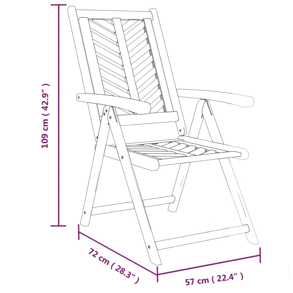 vidaXL Sklápacie záhradné stoličky 2 ks akáciový masív