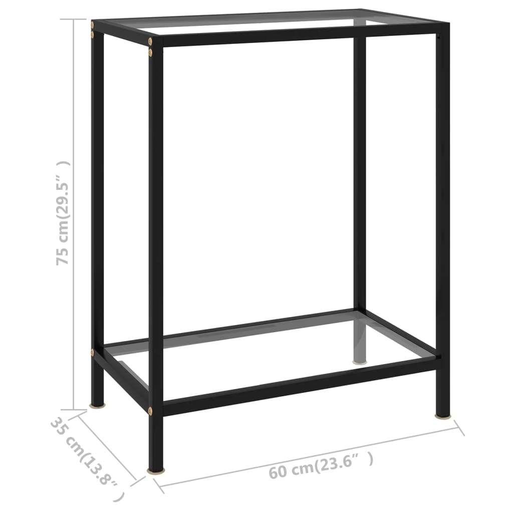 vidaXL Konzolový stolík, priehľadný 60x35x75 cm, tvrdené sklo