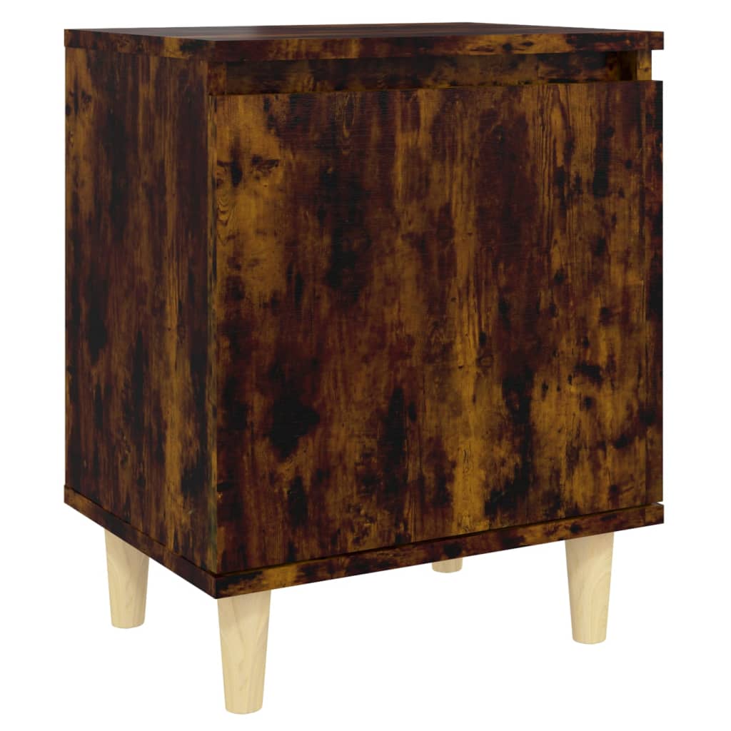 vidaXL Nočný stolík s nohami z masívneho dreva tmavý dub 40x30x50 cm