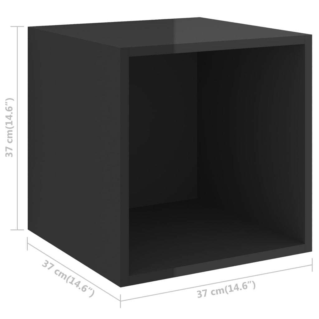 vidaXL Nástenné skrinky 2 ks lesklé čierne 37x37x37 cm drevotrieska