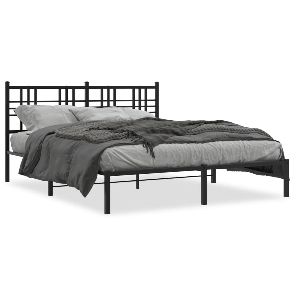 vidaXL Kovový rám postele s čelom čierny 150x200 cm