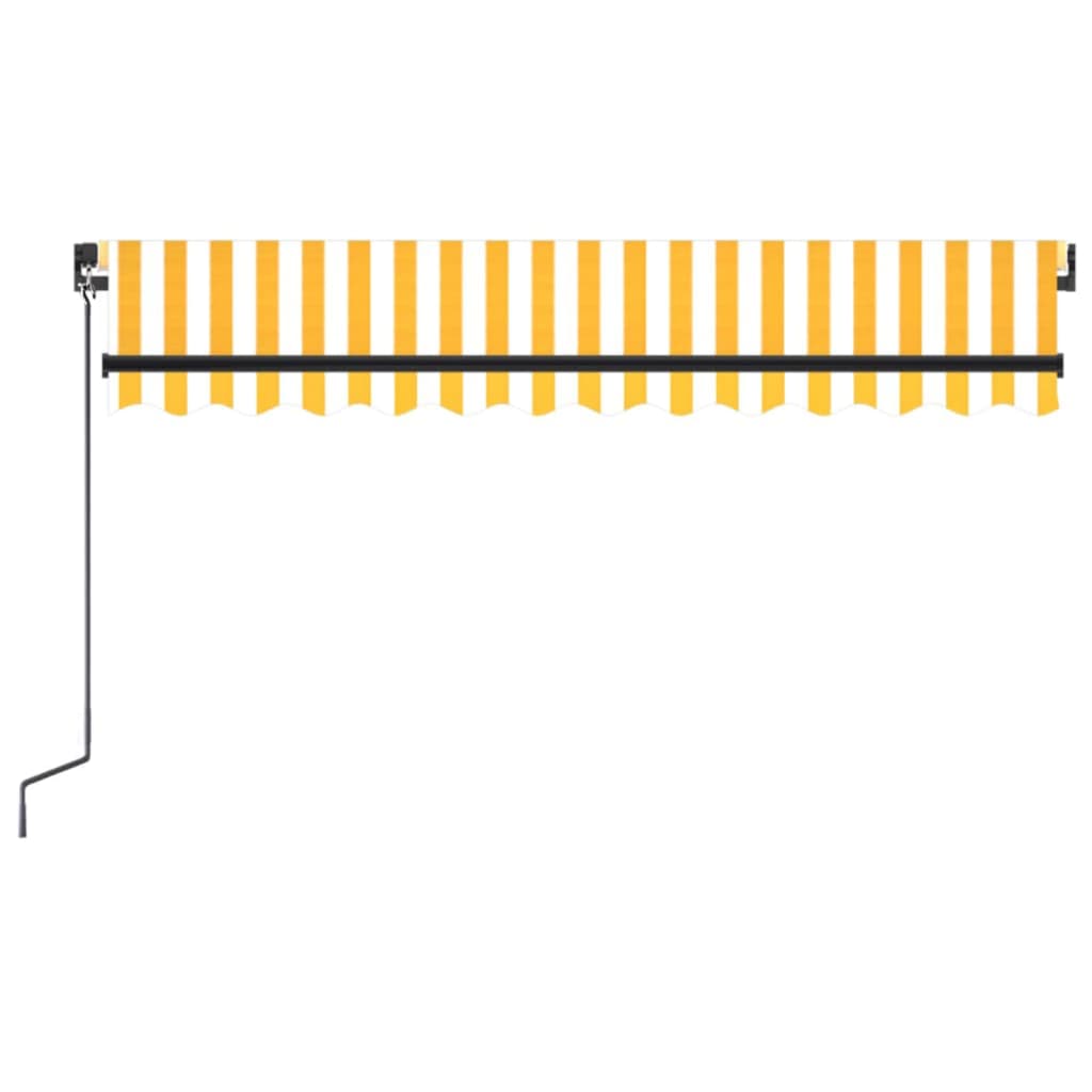 vidaXL Ručne zaťahovacia markíza s LED 350x250 cm žltá a biela