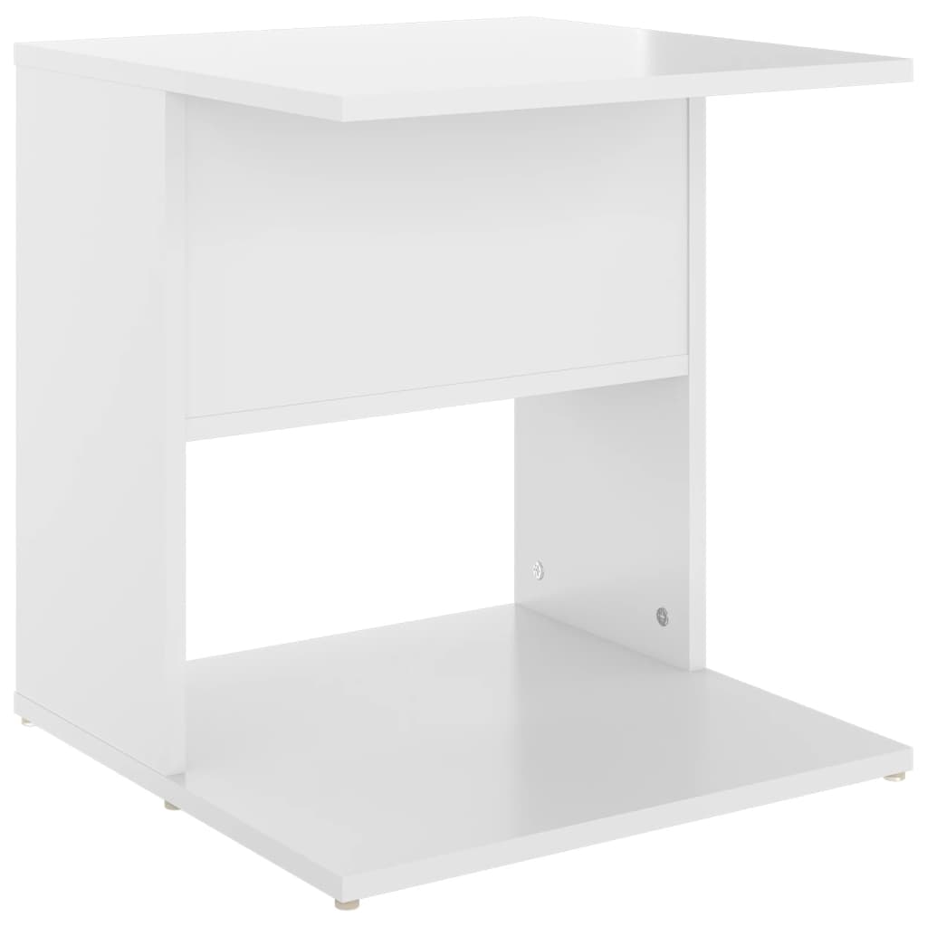 vidaXL Príručný stolík lesklý biely 45x45x48 cm drevotrieska