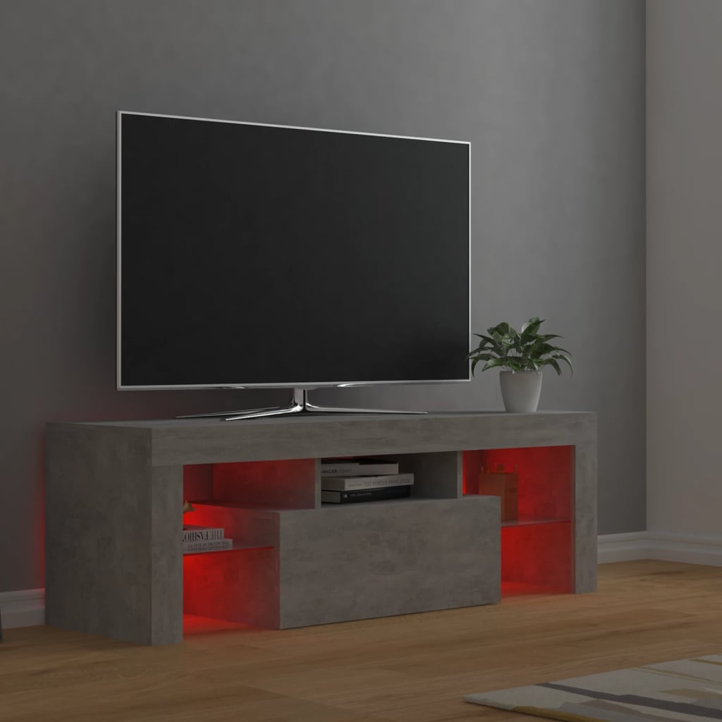 vidaXL TV skrinka s LED svetlami betónová sivá 120x35x40 cm