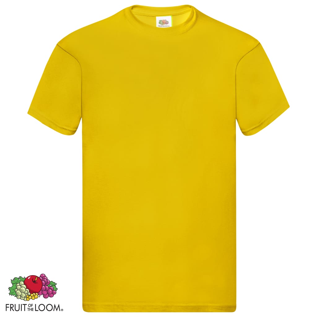Fruit of the Loom Originálne tričká 5 ks žlté 3XL bavlnené