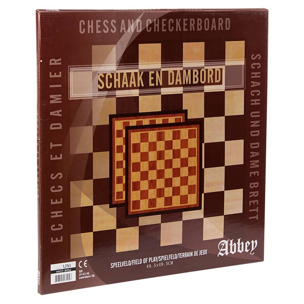 Abbey Game Šachovnica a doska na dámu 41x41cm drevo hnedá a béžová