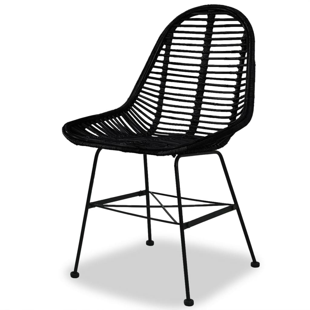 vidaXL Jedálenské stoličky 4 ks, čierne, prírodný ratan