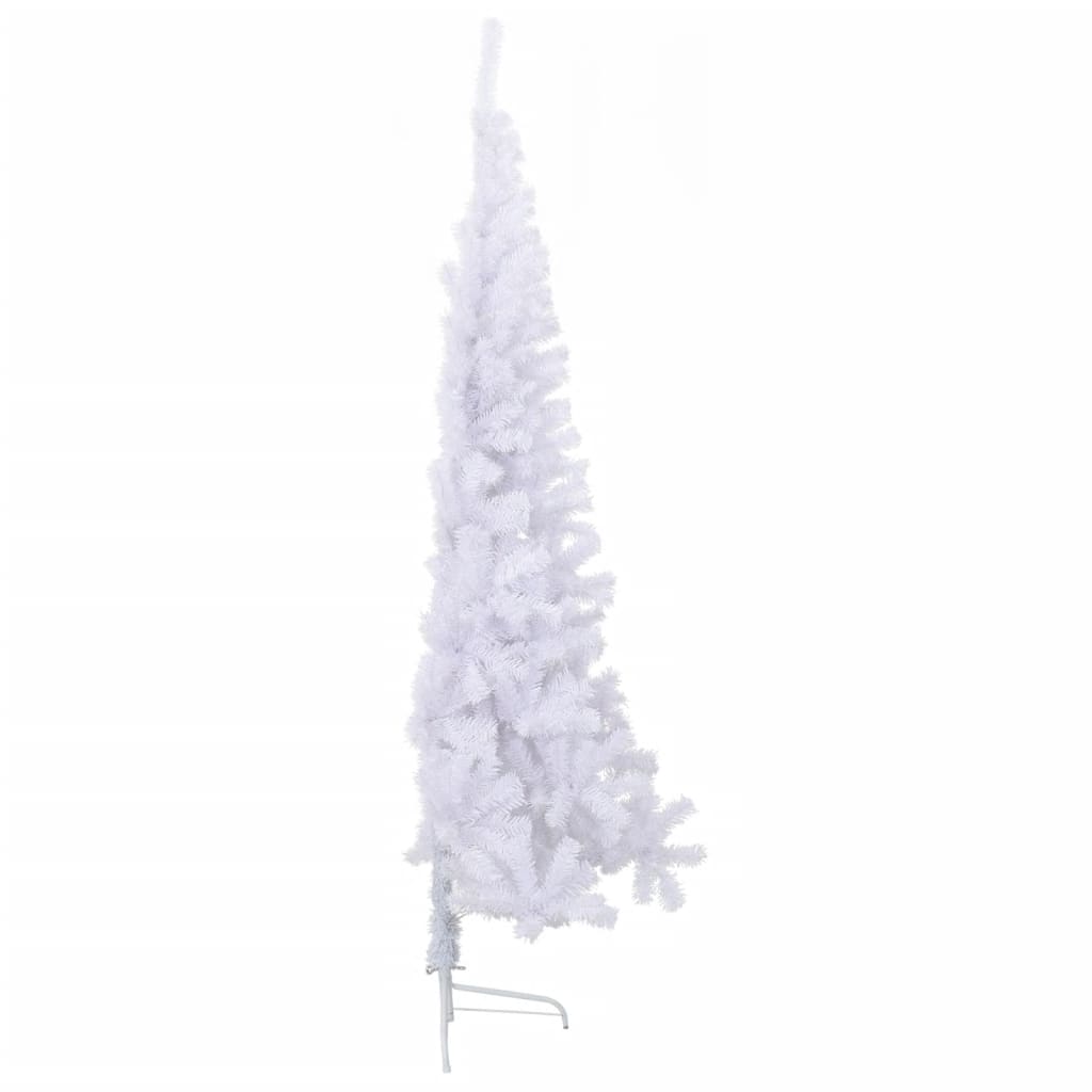 vidaXL Umelý polovičný vianočný stromček+stojan, biely 240 cm, PVC
