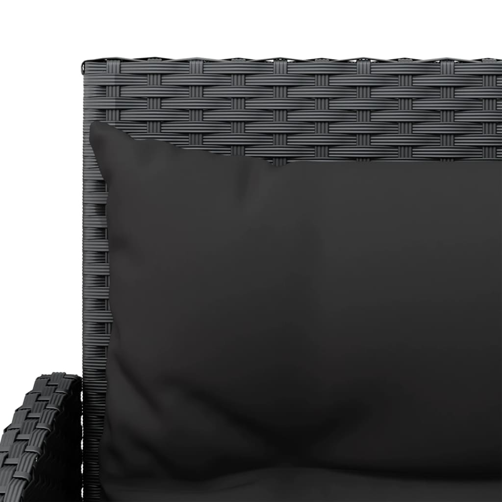 vidaXL 2-dielny záhradný sedací set tvar L s vankúšmi čierny polyratan
