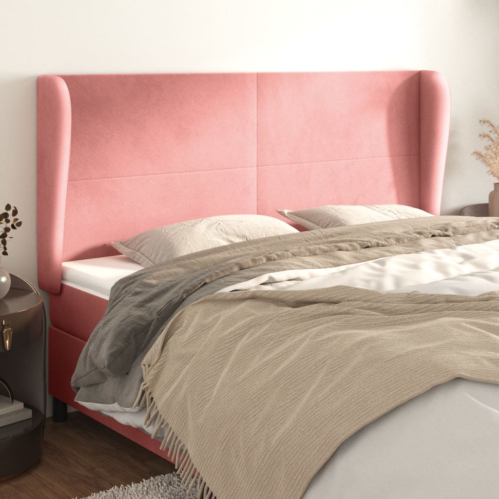 vidaXL Čelo postele so záhybmi ružový 203x23x118/128 cm zamat