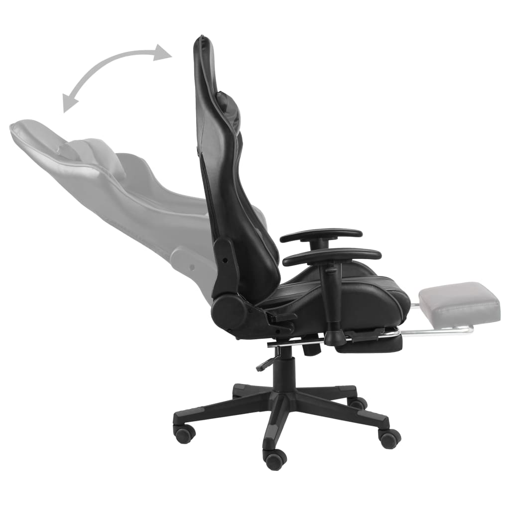 vidaXL Otočná herná stolička s opierkou nôh sivá PVC