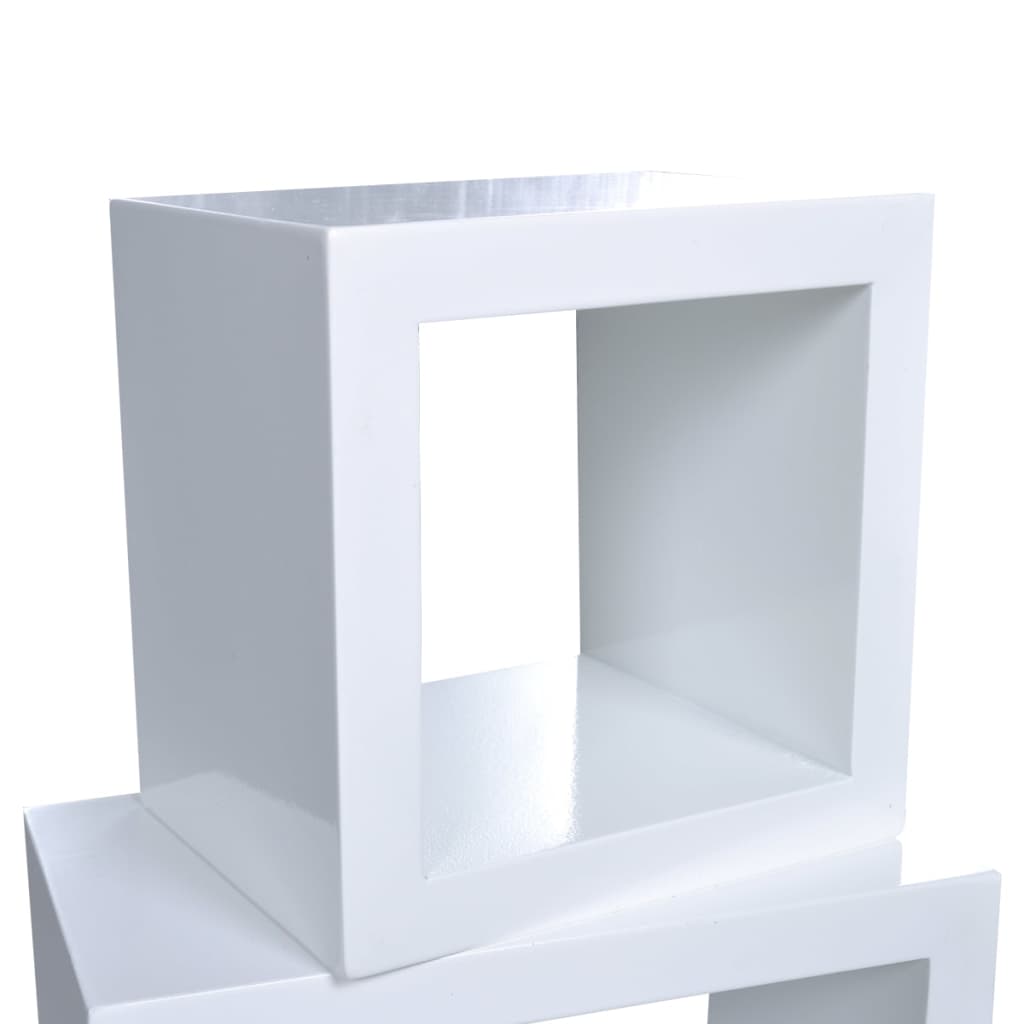 vidaXL Nástenné poličky v tvare kocky 6 ks biele