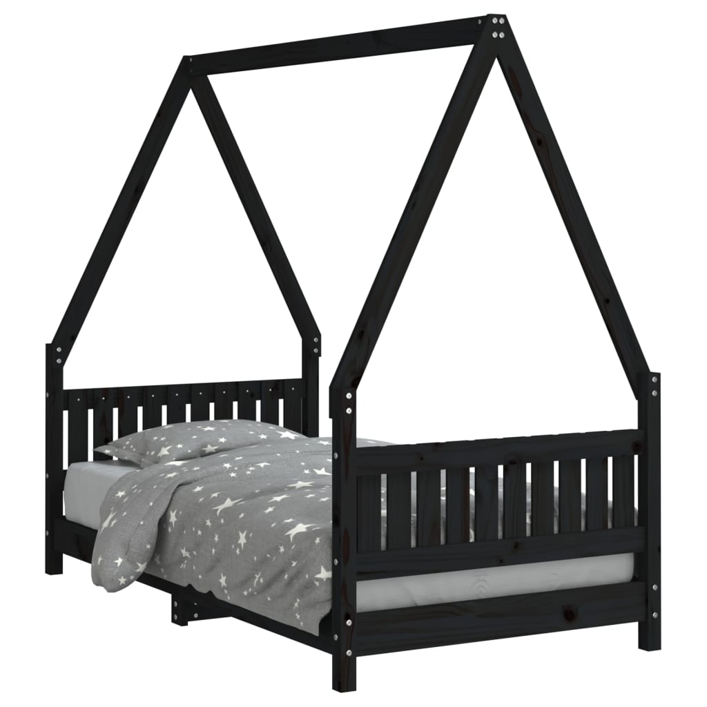 vidaXL Rám detskej postele čierny 80x160 cm masívna borovica