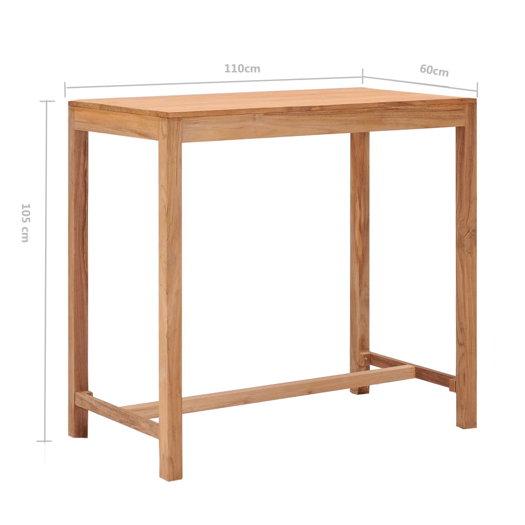 vidaXL Záhradný barový stôl 110x60x105 cm teakový masív