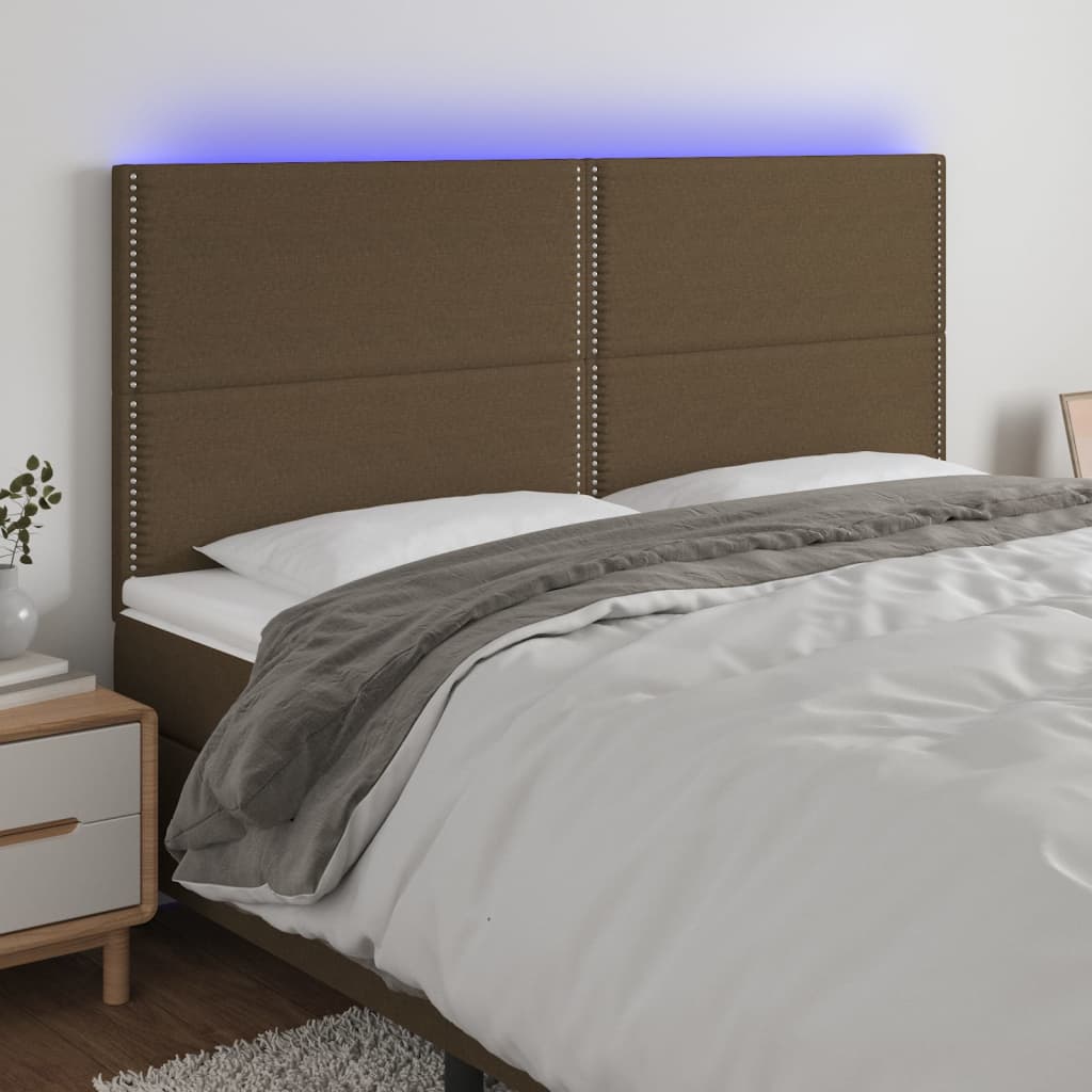 vidaXL Čelo postele s LED tmavohendé 160x5x118/128 cm látka