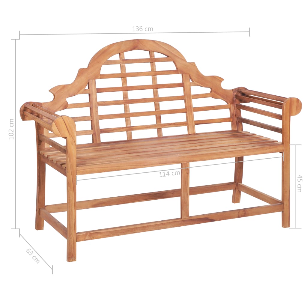 vidaXL Záhradná lavička s krémovobielou podložkou 120 cm tíkový masív